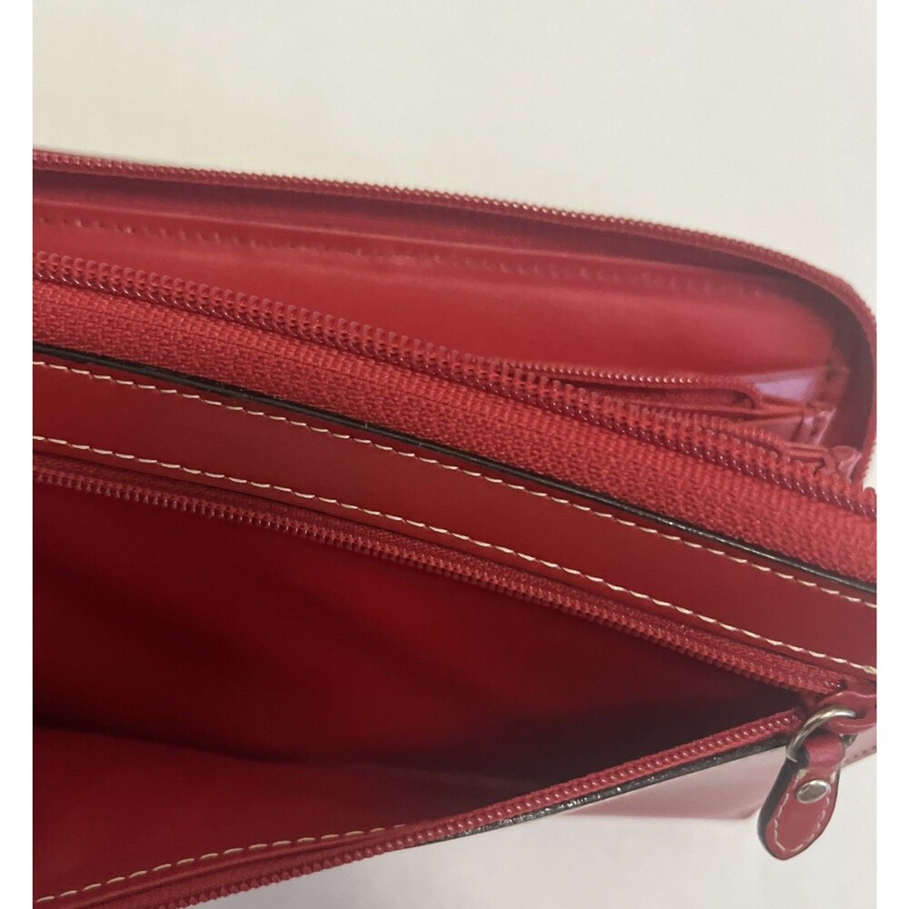 LODIS Women's Premier Leather Audrey Trifold Clutch Wallet Red - Picture 6 of 12